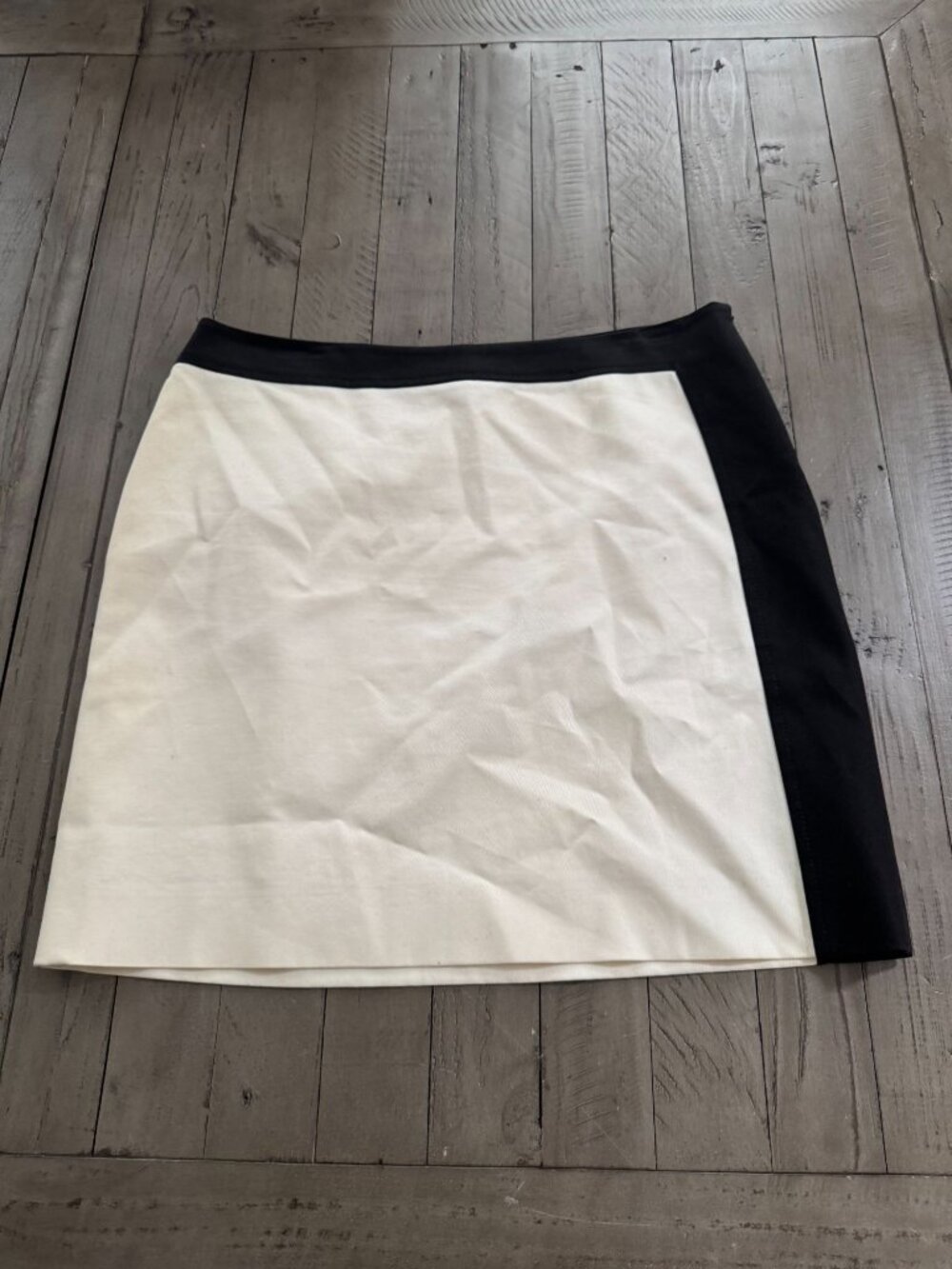 PHILIPPE ADEC Black White Cotton Colorblock Pencil Skirt Size 6